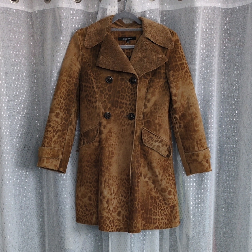 Leopard Print Double-Breasted Coat